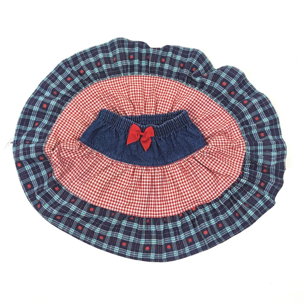 Vintage Kaboom Skirt Girls Size 5 Denim Patchwork Twirly Mini - Picture 3 of 5